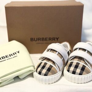 BURBERRY Baby Beige Check Sneakers